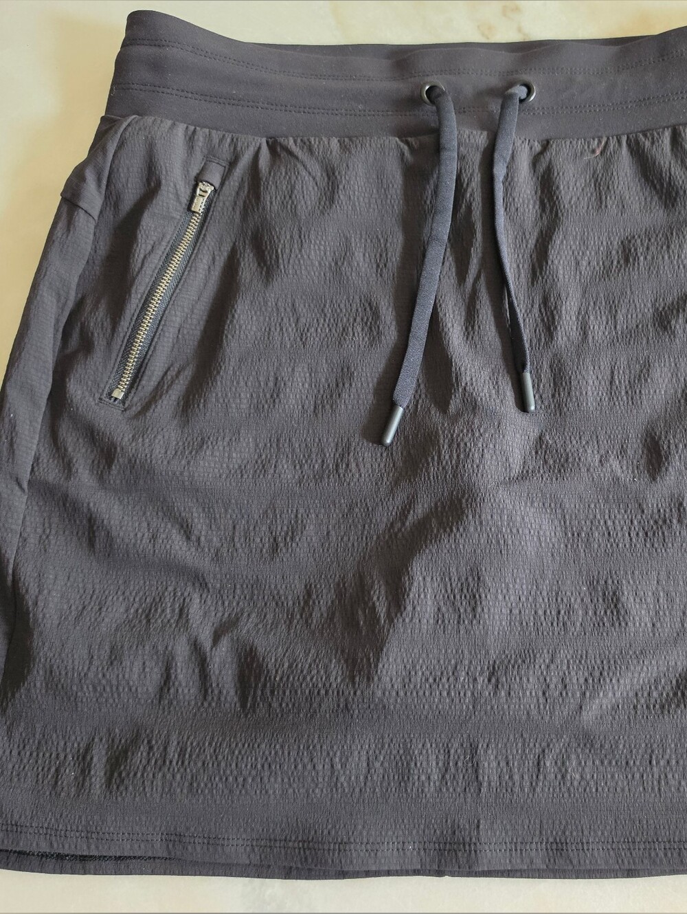 Athleta Charcoal Drawstring Skort with Zipper Pocket